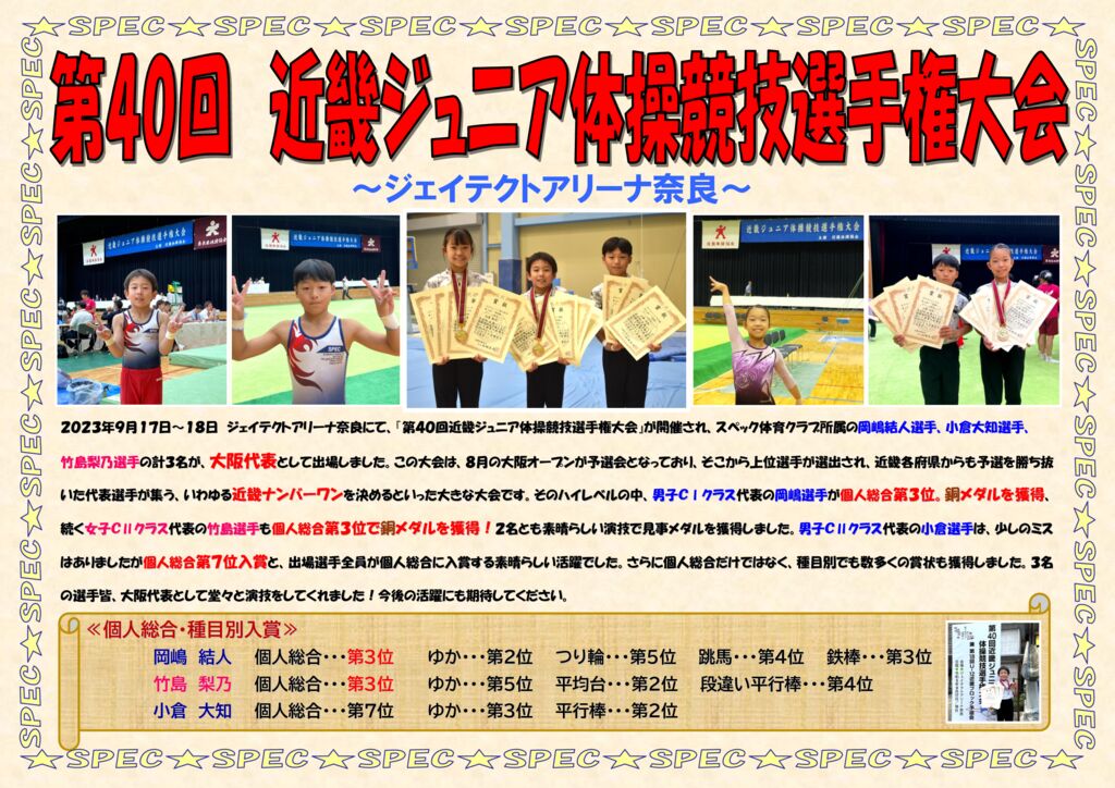 第４０回近畿ジュニア体操競技選手権大会